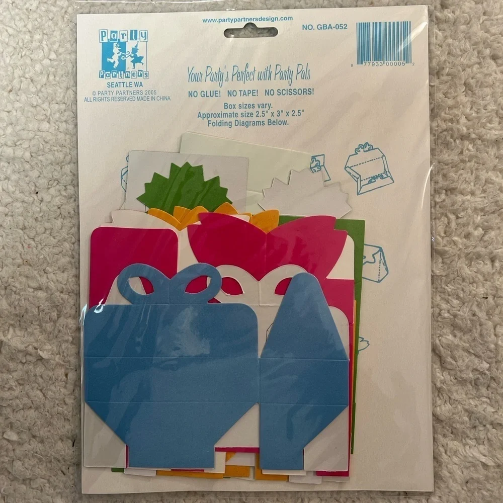Party Partners Set of 6 Colorful Mini Foldable Gift Boxes